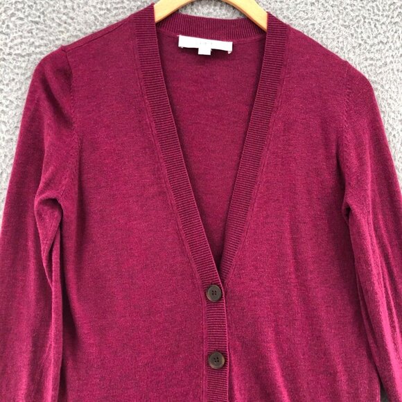 LOFT Sweater Womens Extra Small Pink Wool Blend Cardigan Button Up V Neck Casual - Picture 2 of 9